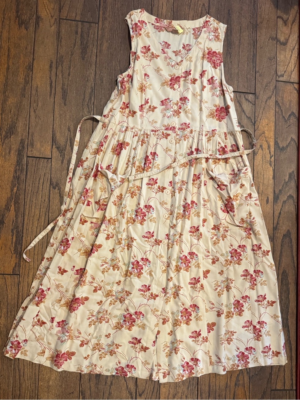 April Cornell Cream Floral Tie-Back Midi Dress